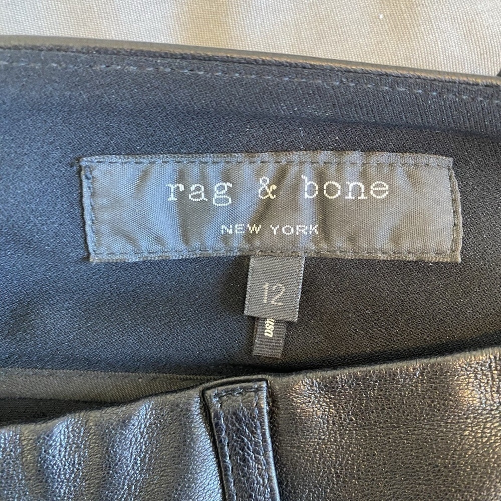 Rag & Bone Womens Lamb Leather Combo Mid Rise Slim Leg Trouser Black Size 12 - Picture 11 of 15
